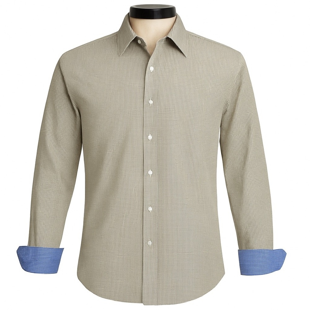 Cutter Buck Mens Large Gingham Button Down Long Sleeve Dress‎ Shirt Flip Cuff